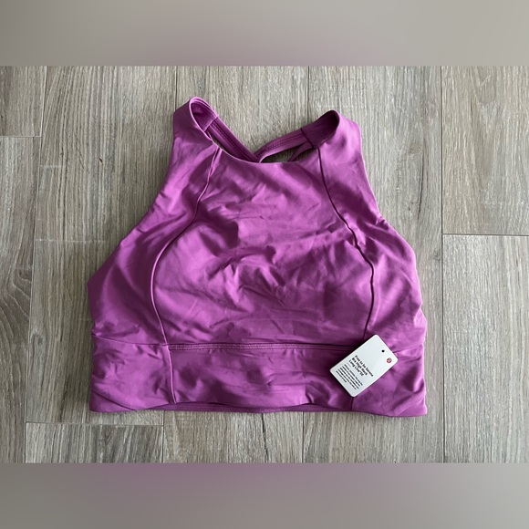 NWT Lululemon Free To Be Serene Bra High Neck Long Line Magenta Glow - Size 10 - Picture 2 of 8